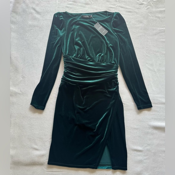 Ralph Lauren Green Velvet Cocktail Dress New - Picture 2 of 8